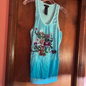 Custo Barcelona Embroidered Silk Blend Mini Dress - AS IS